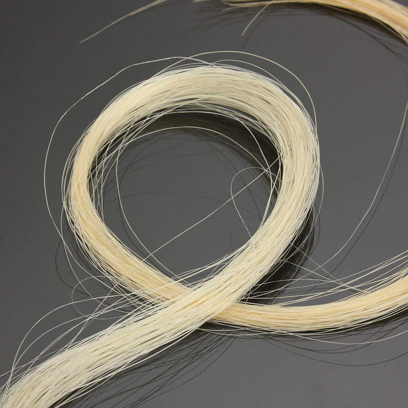 2 Hanks Mongolian Horse Bow Hair for Violin, Professional Violin Bow Hair Made of Genuine, 29.5 Inch Natural White