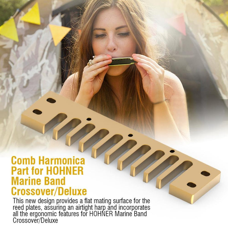 Aluminum Alloy Harmonica Comb, High Quality Comb Harmonica Part for Hohner Marine Band Crossover/Deluxe(Gold) Gold