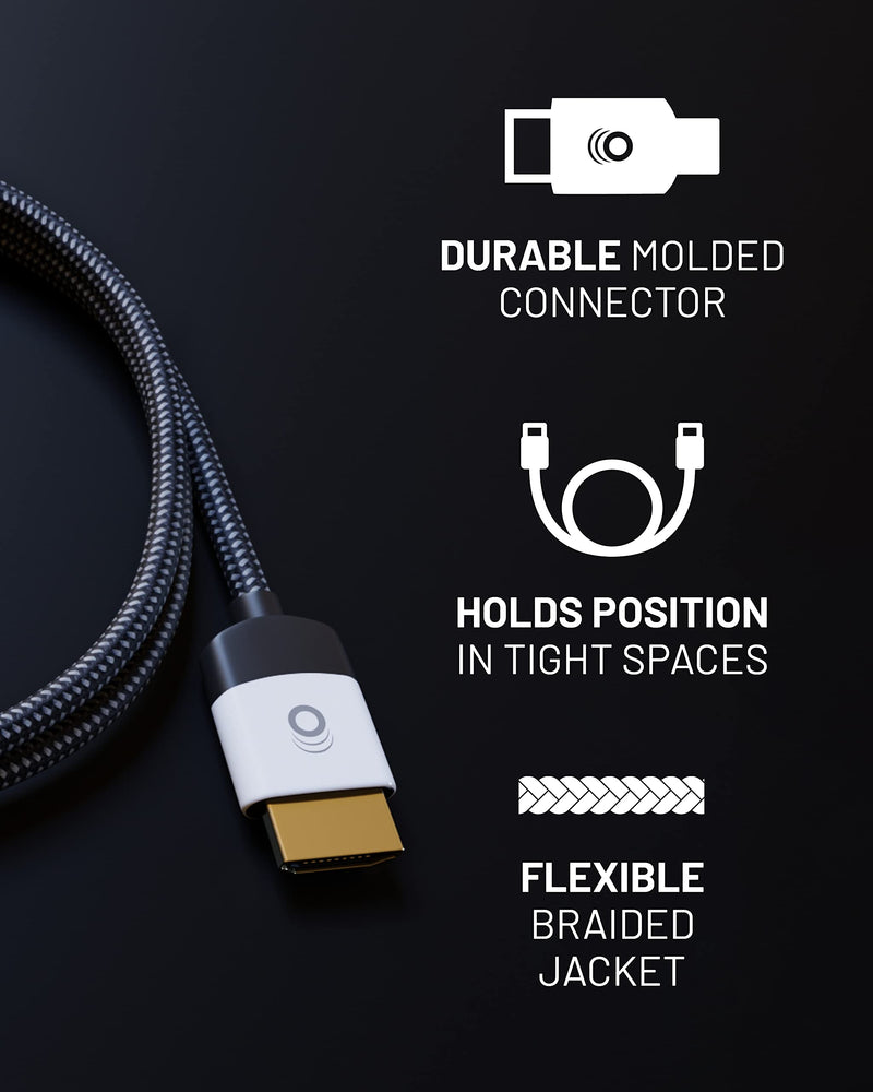 ECHOGEAR Ultra High Speed HDMI 2.1 Cable - Certified 2 Foot Long Cable with Flexible Braided Jacket - Get 4k @ 120Hz On PS5 & Xbox Series X - Supports 8k, HDR, eArc, Dolby Vision, & More