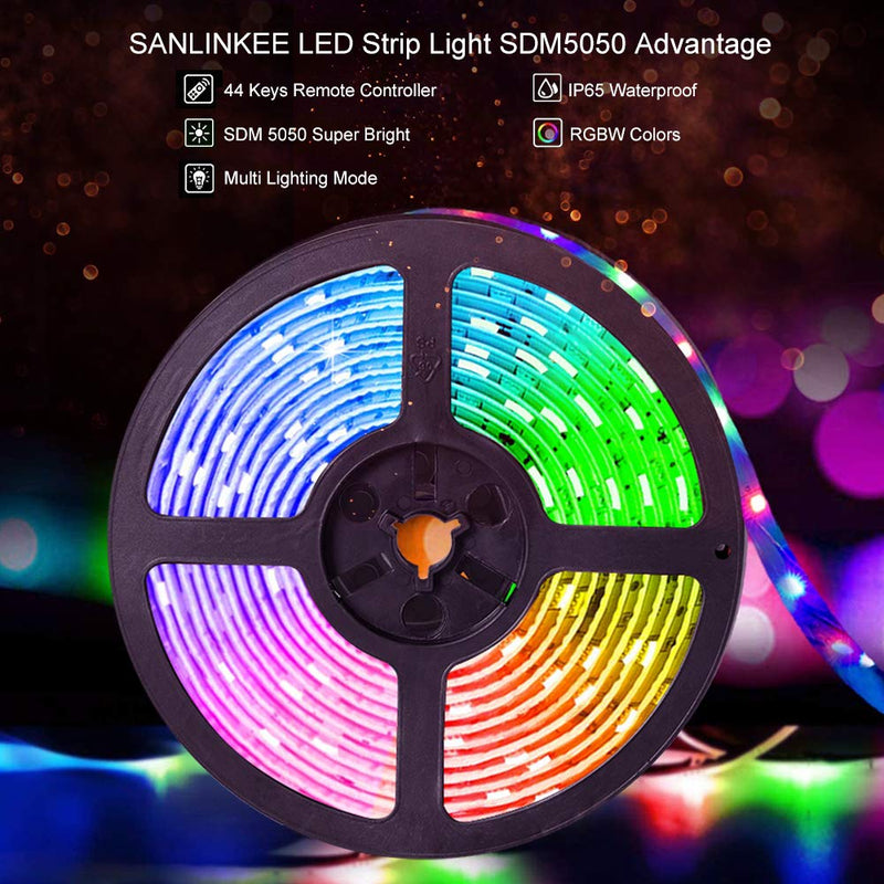 [AUSTRALIA] - Sanlinkee LED Strip Lights, 16.4ft Flexible Color Changing SMD 5050 RGB LED Tape Lights with 44 Key Remote Controller for TV, Bedroom, Party Kitchen, Desk and Home Decora 