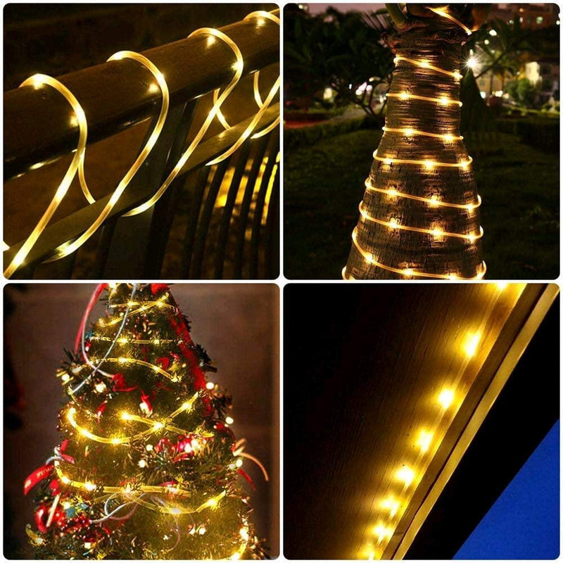 [AUSTRALIA] - LED Rope Lights Battery Operated String Lights-40Ft 120 LEDs 8 Modes Outdoor Waterproof Fairy Lights Dimmable/Timer with Remote for Garden Camping Party Decoration (2 Pack （Yellow ）) 2 Pack （yellow ） 