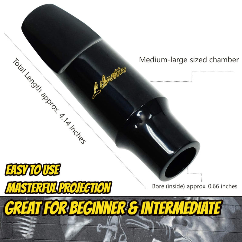 Libretto Tenor Saxophone Mouthpiece Kit, Giftable Standard Mouthpiece Set: ABS 5C Mouthpiece, Plastic Cap, Gold Lacquered Ligature. Finely Designed for Beginners and Intermediates on the Music Way