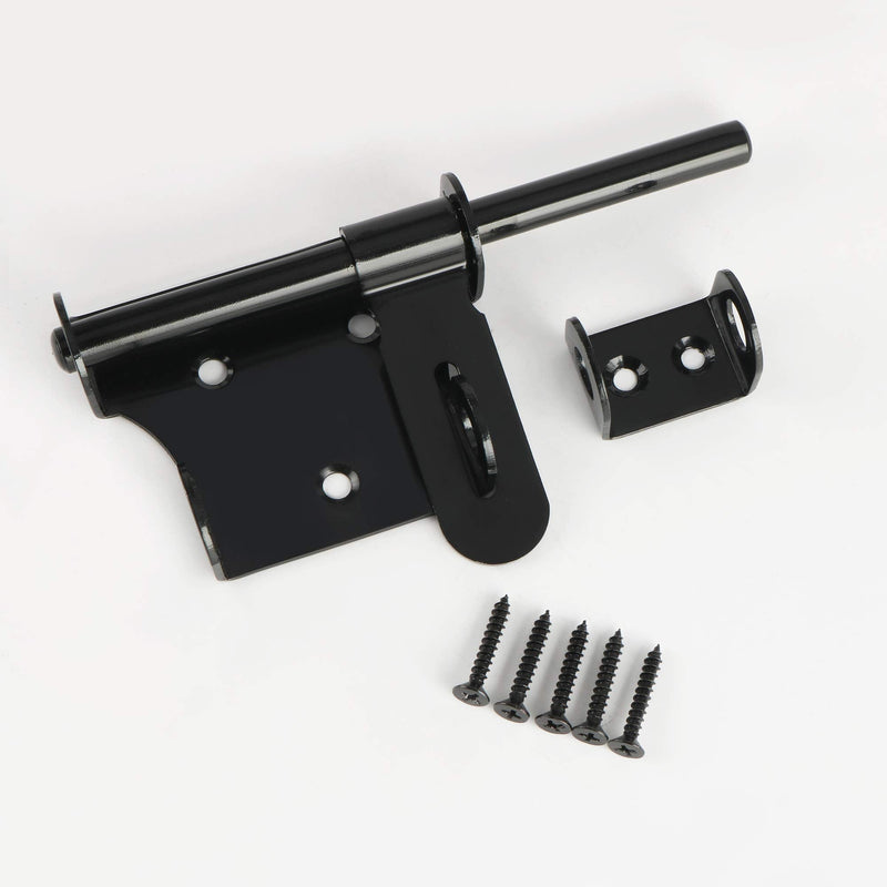 Alise Slide Bolt Latch Gate Latches Safety Door Lock,Padlock Can be Installed with It,MS350U-B Stainless Steel Black Finish 6 Inch