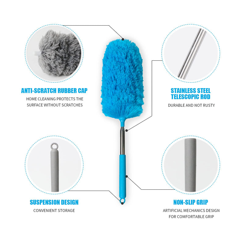 TIMIVO Microfiber Duster for Cleaning, Dusters with Extension Pole, Washable Microfibre Cleaning Tool. 2Pcs Mini Dusters for Cleaning Office, Car, Computer, Window, Air Condition (2PACK) 2PACK