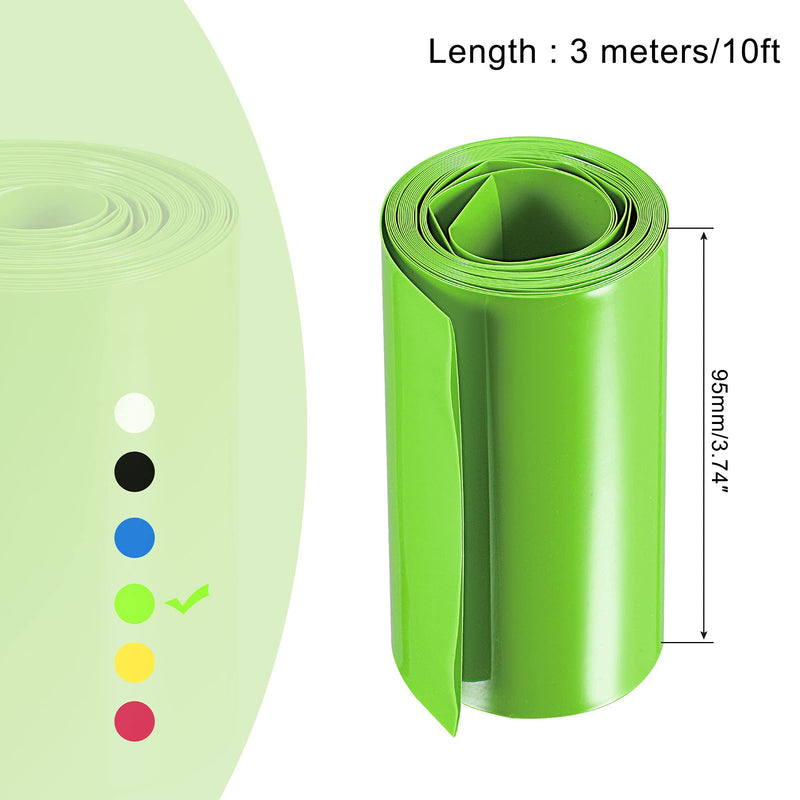 MECCANIXITY Battery Wrap PVC Heat Shrink Tubing 95mm Flat 10 Feet Light Green Good Insulation for Battery Pack