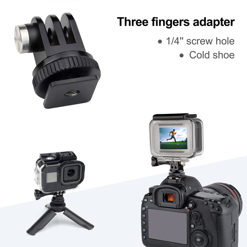 YALLSAME Tripod Mount for GoPro Adapter Go Pro Accessories in Finger Mount System with Quick Release Buckle Screw Fit for GoPro Hero 10 9 8 7 6 5 4 3 DJI OSMO Sjcam Xiaoyi and Most Action Camera 5 Pack Adapter Mount