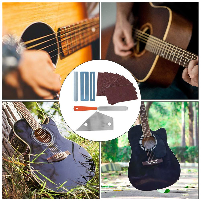 [AUSTRALIA] - Guitar Repairing Tools Kit with Fret Grinding File Rocker Leveling Tool Fretboard Guards Sanding Paper 