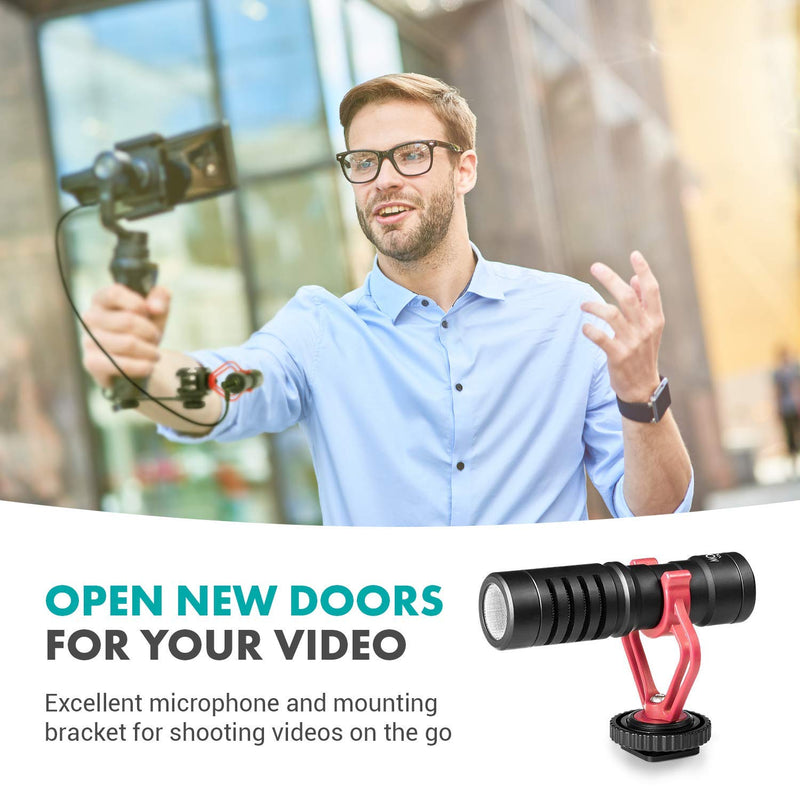 Movo Microphone and Motorized Gimbal Extension Bundle - Includes The Movo VXR10 Shotgun Mic and Triple Shoe Extension Video Mounting Bracket