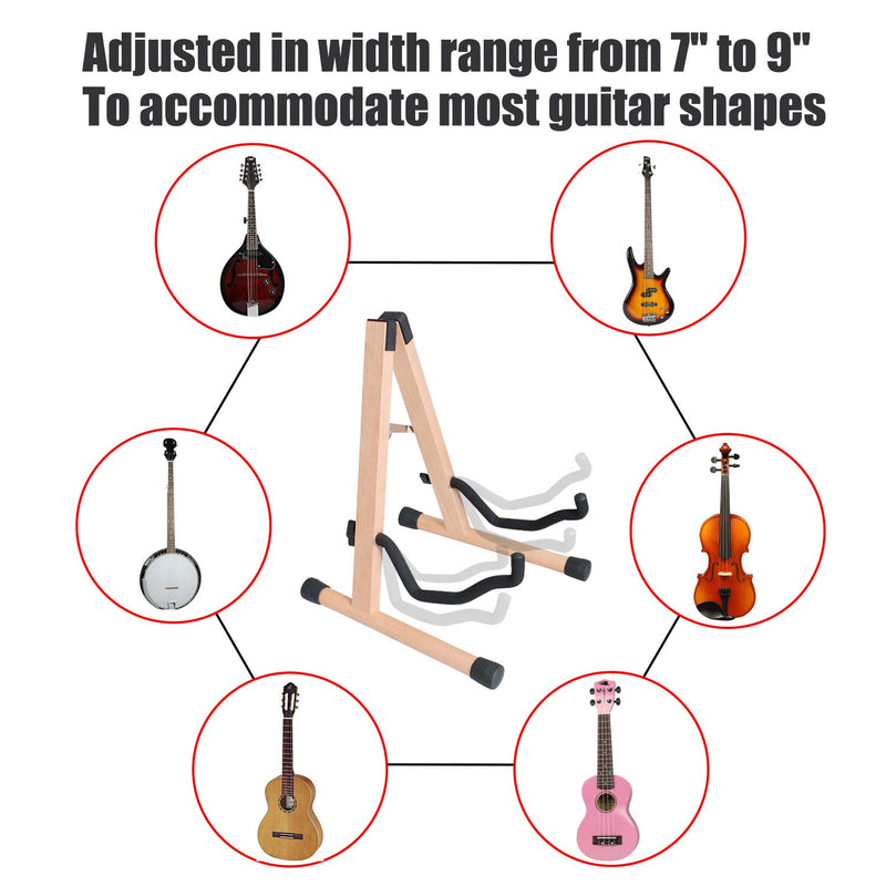 Guitar Stand,MIMIDI Wood Foldable Guitar Stand Accessories for Acoustic,Electric,Bass Guitars (Burlywood) Burlywood