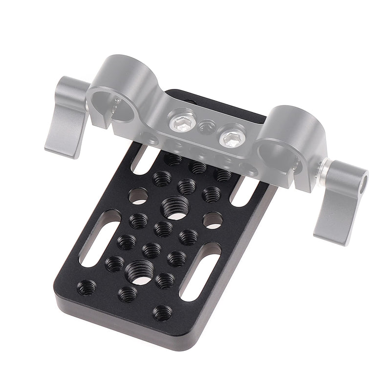 FocusFoto Multi-Purpose Extension Switching Cheese Plate Camera Baseplate with 1/4"-20 & 3/8"-20 Thread Mounting for DSLR Camera Cage Rig Railblocks Dovetails Short Rods