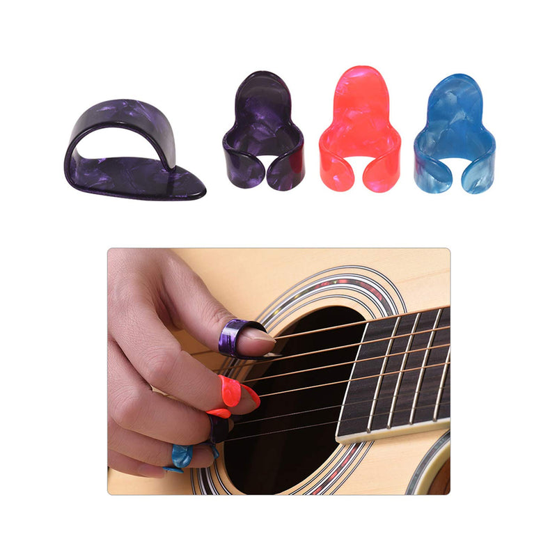 Silicone Guitar Finger Protectors,Guitar Picks and Holder,Celluloid Guitar Picks,Music Score Clip,Storage Box for Acoustic Guitar Starter and Strings Instrument,Totally 38pcs (All Random Color)