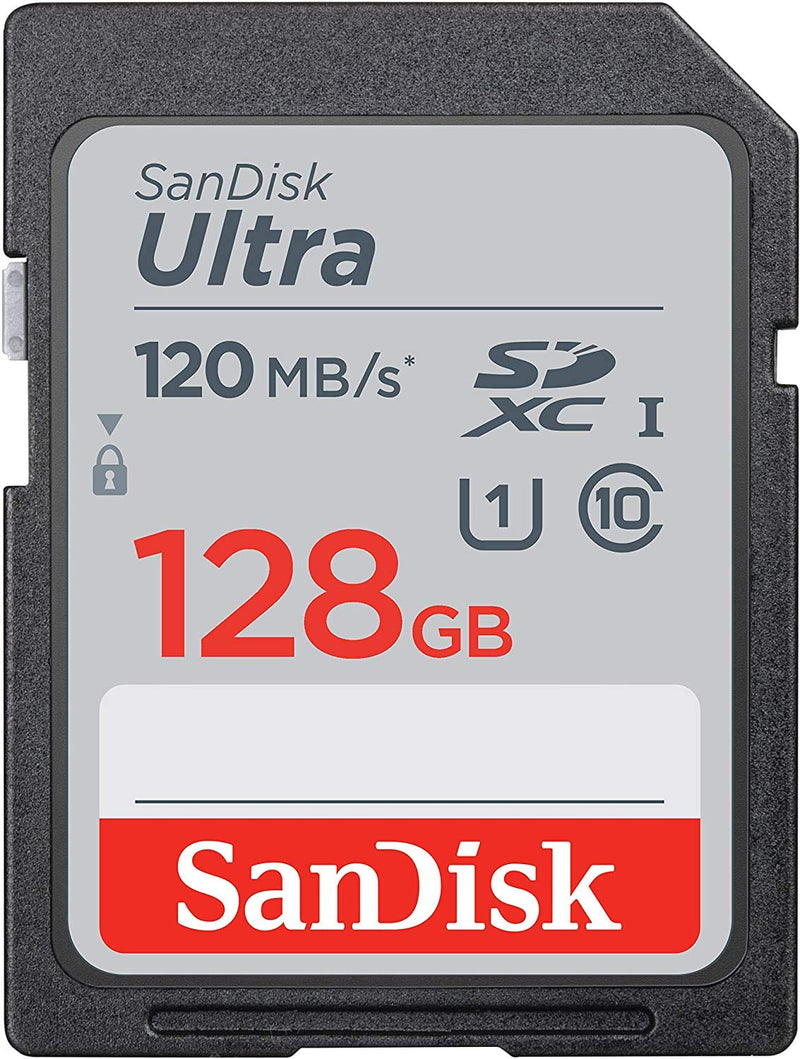 SanDisk 128GB SDXC SD Ultra Memory Card Works with Canon EOS Rebel T7, Rebel T6, 77D Digital Camera Class 10 (SDSDUN4-128G-GN6IN) Bundle with (1) Everything But Stromboli Combo Card Reader