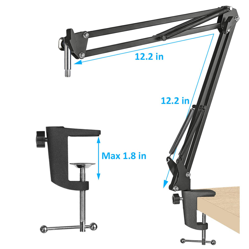[AUSTRALIA] - Fifine K670 USB Mic Boom Arm with Foam Windscreen, Suspension Boom Scissor Arm Stand with Pop Filter Cover for Fifine K670 Microphone by SUNMON Mic Stand and Pop Filter 