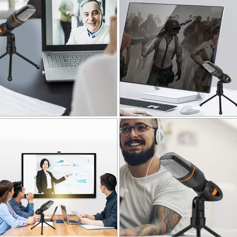 PC Microphone, 3.5mm Jack Condenser PC Recording Mic with Tripod Stand for Gaming, Singing,Podcast, Skype Chatting, YouTube Videos, Voice Overs and Streaming (Black) MKF-3.5