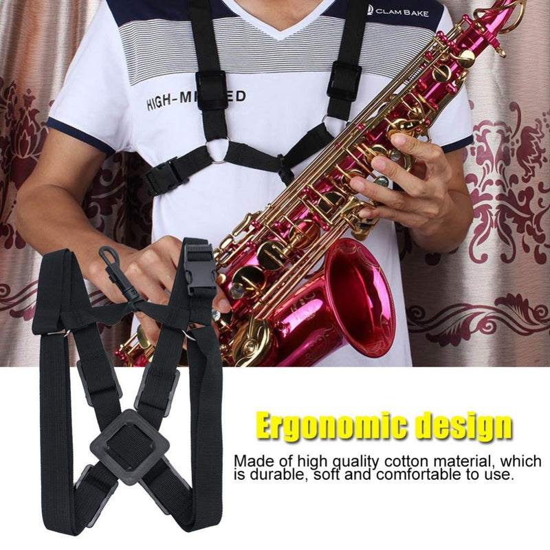 Sax Shoulder Strap Adjustable Soft Saxophone Chest Shoulder Strap Regular Buckle Hook for Soprano Tenor Alto Sax