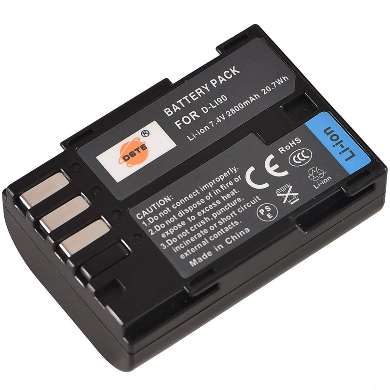 DSTE Replacement for 2X D-Li90 Li-ion Battery Compatible Pentax K-01 K-1 K-3 K-5 K-5II K-5IIs K-7 645D 645Z Camera as D-L90P