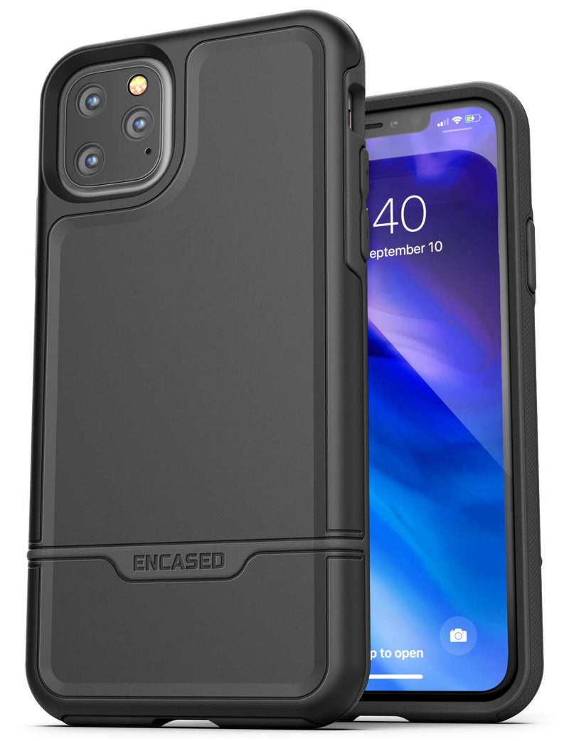 Encased iPhone 11 Pro Max Belt Clip Holster Case (2019 Rebel Armor) Heavy Duty Protective Full Body Rugged Cover with Holder (Black) Black