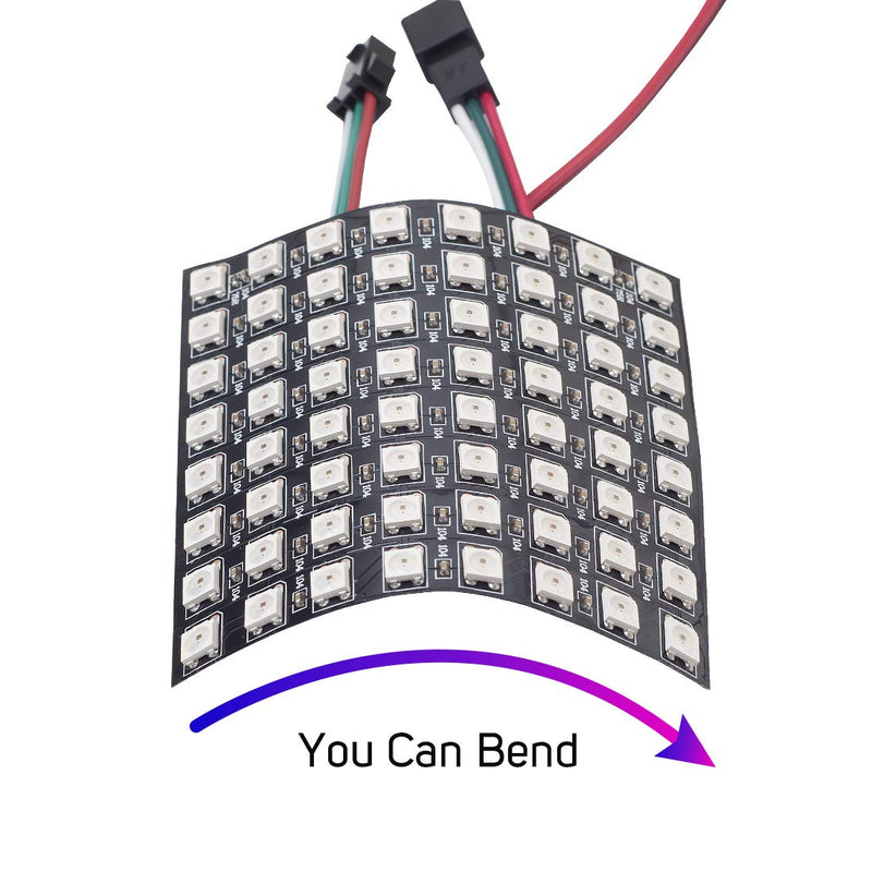 [AUSTRALIA] - BTF-LIGHTING WS2812B ECO RGB Alloy Wires 5050SMD Individual Addressable 8X8 256 Pixels LED Matrix Panel Flexible FPCB Full Color Works with K-1000C,SP107E,etc Controllers Image Video Text Display DC5V 8X8 64 Pixels 