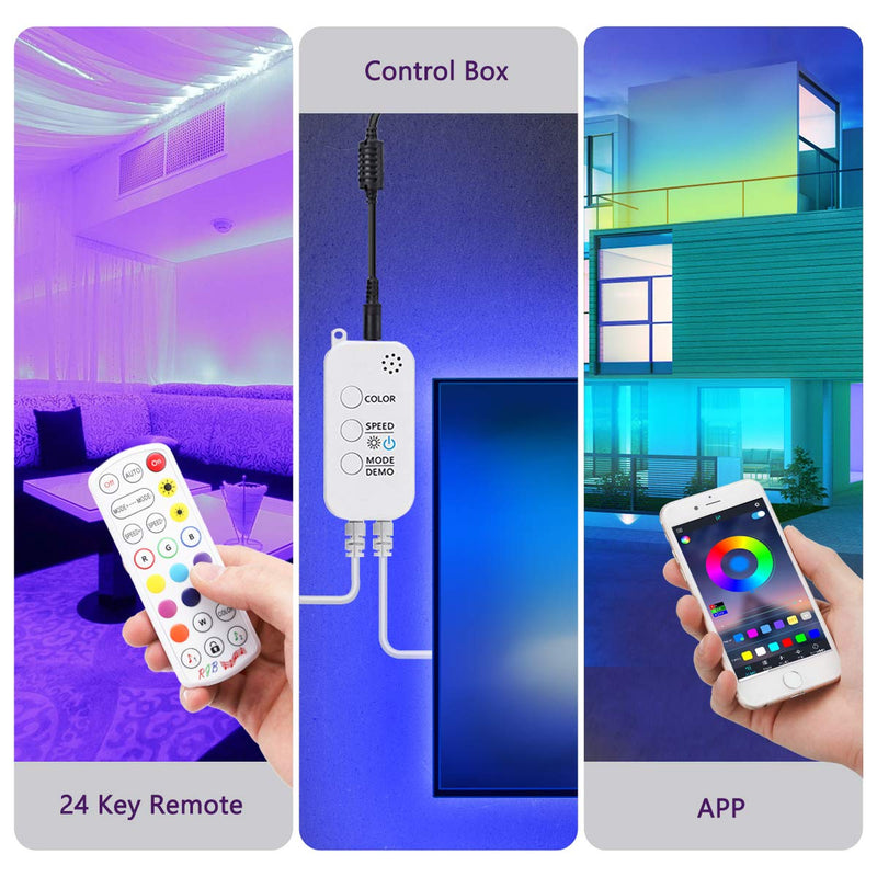 [AUSTRALIA] - AMBOTHER LED Strip Lights 39.4ft RGB LED Light Strips App IR Remote Controller Color Changing Music Sync Dimmable 5050 Flexible Wireless Tape Rope Lights for Bedroom Room Home Kitchen 