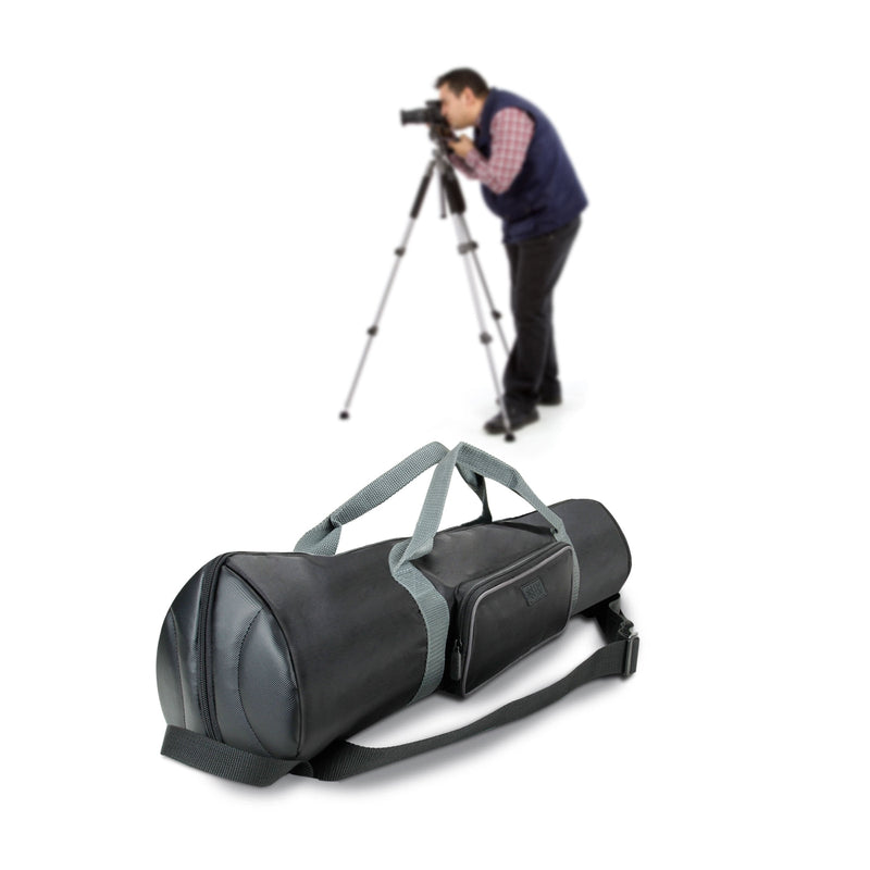 USA Gear Padded Tripod Case Bag - Holds Tripods from 21 to 35 inches - Adjustable Size Extension, Storage Pocket and Shoulder Strap for Professional Camera Accessories and Photo Carrying Needs Black and Grey
