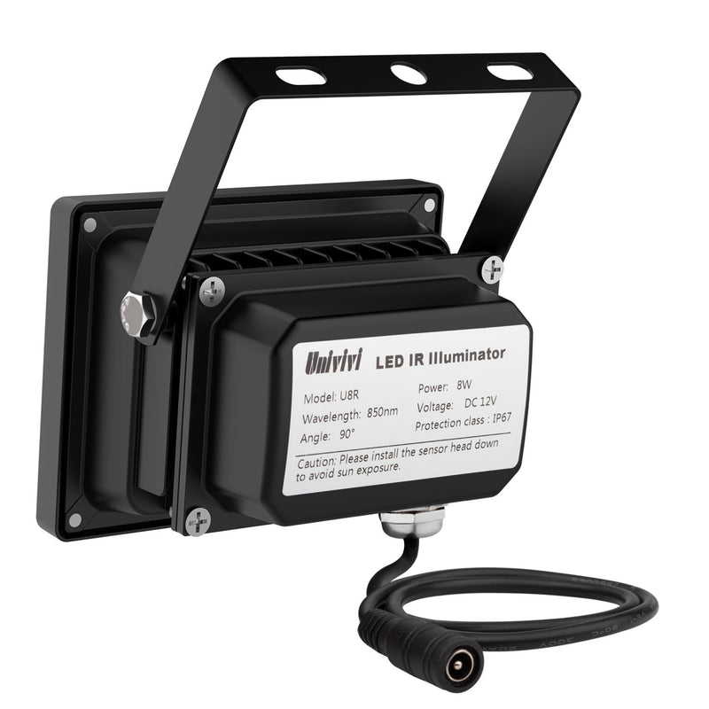 Univivi IR Illuminator 90 Degree Wide Angle 8-LEDs IR Infrared Light for Security Cameras