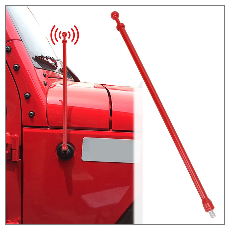 for 2007-2017 Jeep Wrangler JK Aluminium 14" Antenna - AM FM Radio Car Antenna Replacement,Red