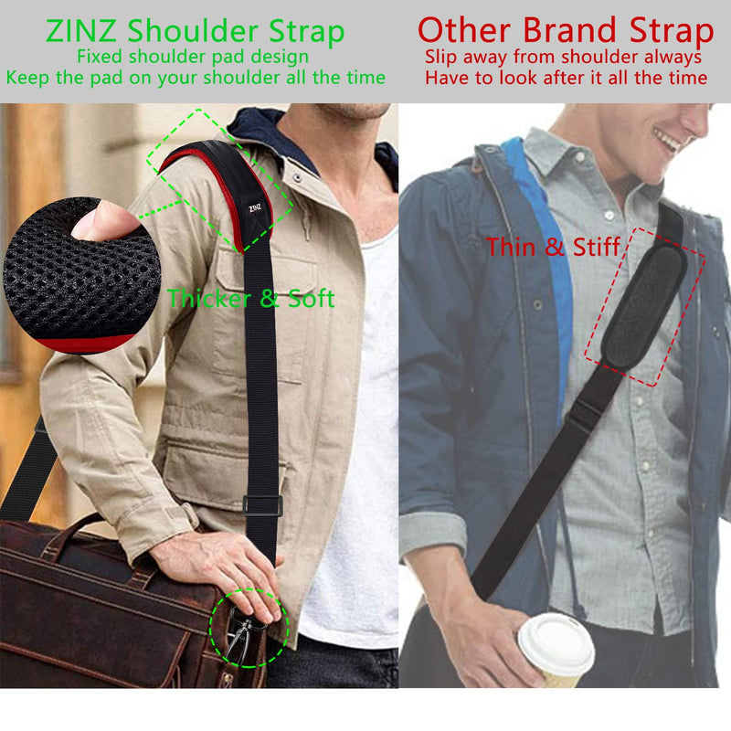 ZINZ 79 inch Shoulder Strap, Extra-thick Fixed Cushion Pad and Dual Clasps Universal Replacement Strap with Metal Swivel Hooks for Laptop Bags, Luggage Bags, Camera, Crossbody (200cm,Wine Edge) Wine Edge
