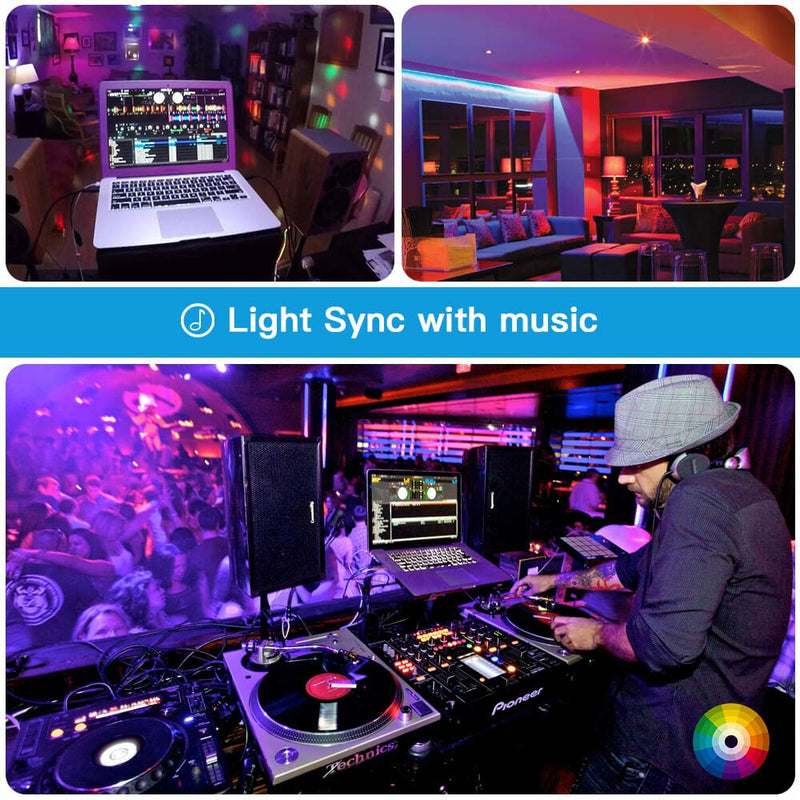 [Sync with Music] 32.8ft RGB LED Strip Lights with Remote 5050 10m Color Changing Lights with 12V Power Supply + Control Box, Ideal Lights for Bedroom, Party Decorations (Pack of 2 5m LED Light Strip) 10M Music sync