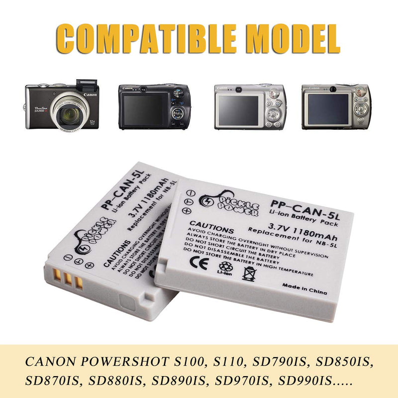 [AUSTRALIA] - NB-5L Battery (3-Pack) and Charger for Canon PowerShot S100 S110 SD700 is SD790 is SD800 is SD850 is SD870 is SD880 is SD890 is SD900 is SD950 is SD970 is SD990 is SX200IS SX210IS SX220IS 