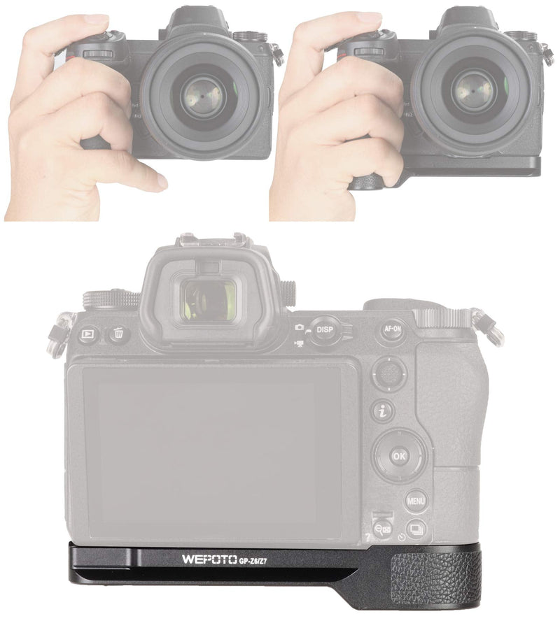 WEPOTO GP-Z7 Hand Grip Quick Release Plate L Bracket QR Plate Compatible with Nikon Z5 Z6 Z7 Z6II Z7II Camera -Aluminium Leather