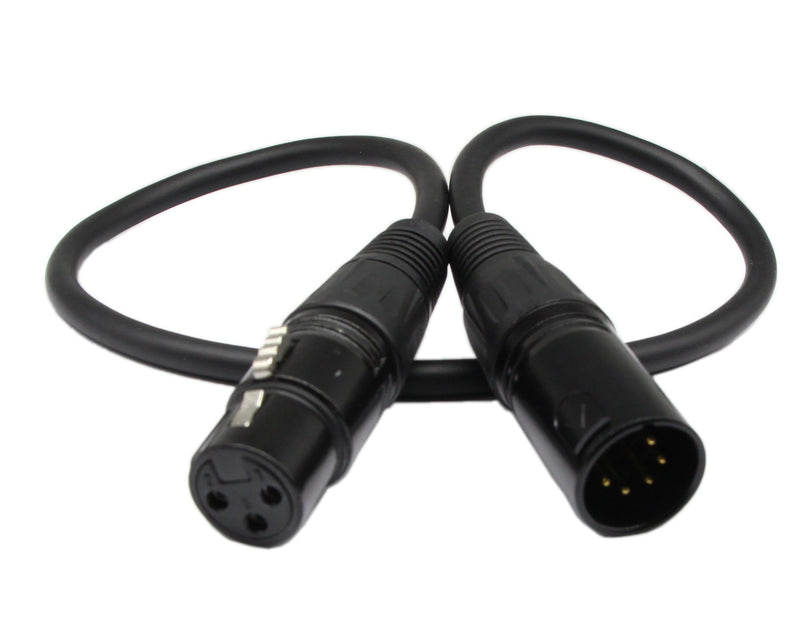 [AUSTRALIA] - (0.5m) DMX Stage Light Cable,DJ XLR Cable,SinLoon 3-Pin Female XLR to 5-Pin Male XLR DMX Turnaround Connection for Blue Yeti Pro,Moving Head Light Par Light Spotlight with XLR Input & Output (5male) 