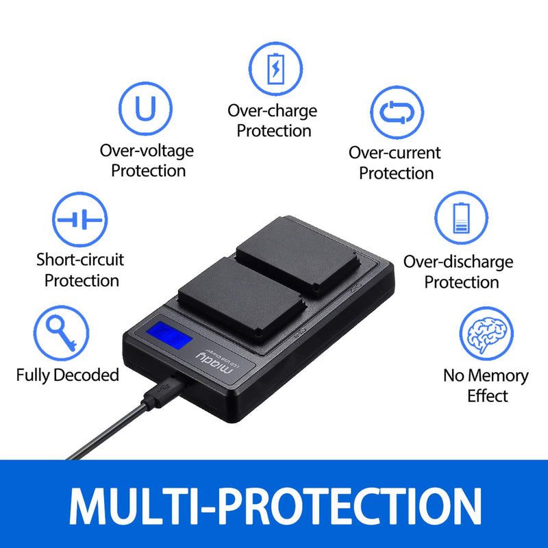 Miady LP-E12 Replacement Battery and Dual LCD Charger Set, Compatible with Canon EOS M50, EOS M100, EOS M10, Rebel SL1 and More, 1350mAh 9.99Wh