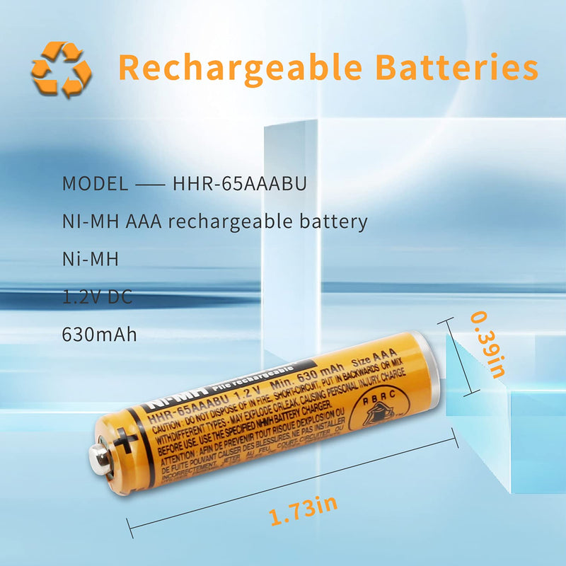 pyanz NI-MH AAA Rechargeable Battery 1.2V 630mah 6-Pack HHR-55AAABU AAA Battery for Panasonic Cordless Phones, Remote Controls, Electronics，AAA Battery Device.