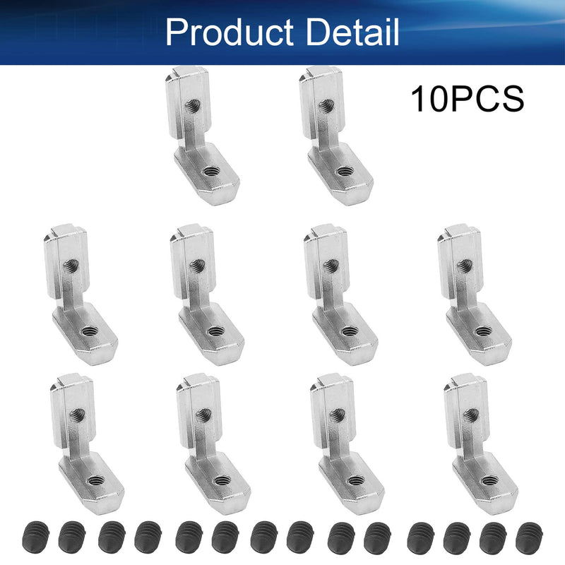 [AUSTRALIA] - Yinpecly T Slot L-Shape Corner Bracket 3030 Series 90 Degree Zinc Alloy Interior Joint Bracket Suitable for 8mm Slot Aluminum Extrusion Profile with Screws Silver Tone 10pcs 