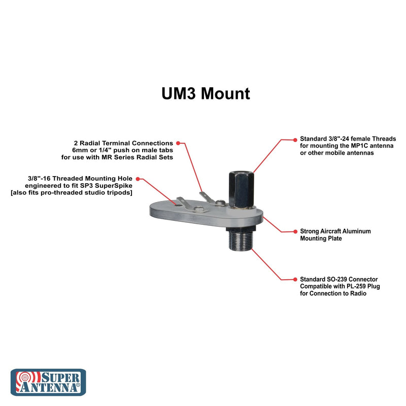 Super Antenna UM3SP SuperMount with SuperSpike Antenna Mount for MP1 ham Radio Antenna