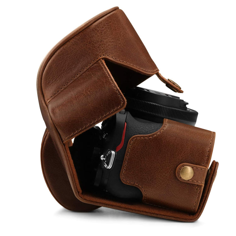 MegaGear Ever Ready Genuine Leather Camera Case Compatible with Nikon Z50 (16-50mm) Brown