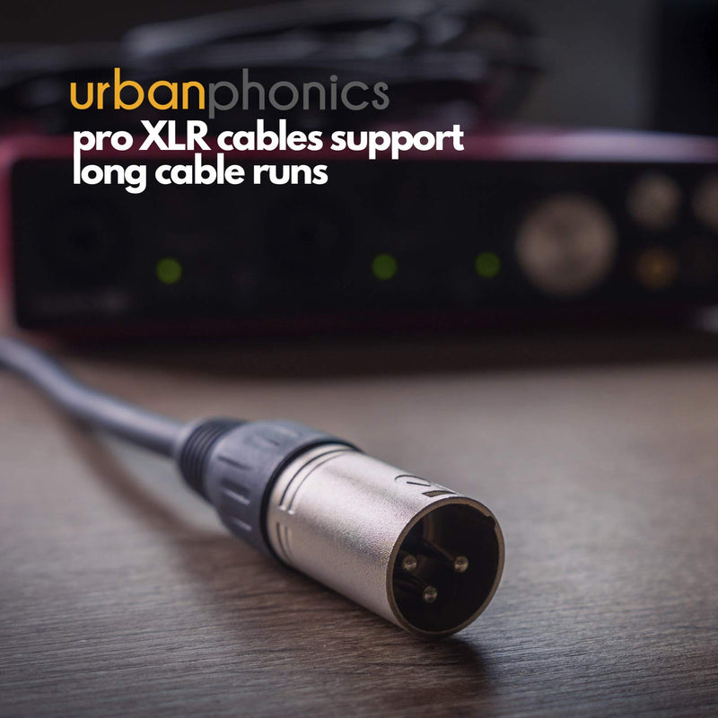 Urbanphonics XLR Mic Cable | Premium Quality Pro Microphone Lead | Balanced Male XLR to Female XLR | 1 Metre Black | Clearer Sound for PA Systems, Studio Recording, Mixers, Amplification & Speakers