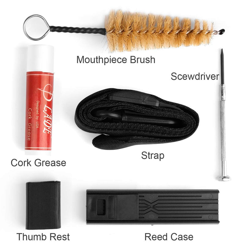 Eison 10-1 Saxophone Cleaning Care Kit for Saxophone and Clarinet, Sax Cork Grease Mouthpiece Brush Mini Screwdriver Thumb Rest Reed Case Cleaning Cloth blue