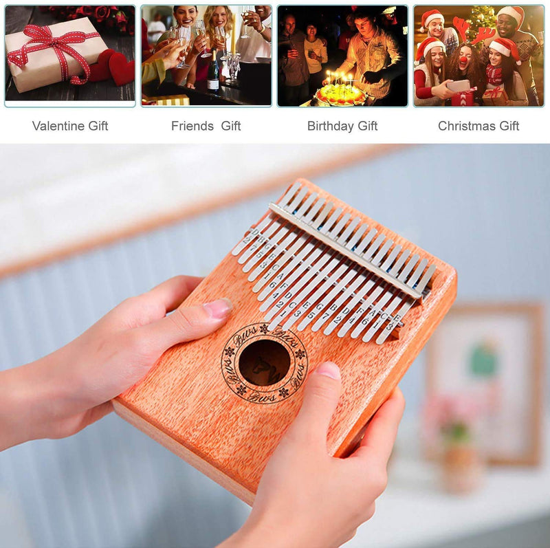 Kalimba 17 Keys Thumb Piano with Study Instruction and Tune Hammer, Finger Piano Christmas Gifts for Music Fans Kids Adults