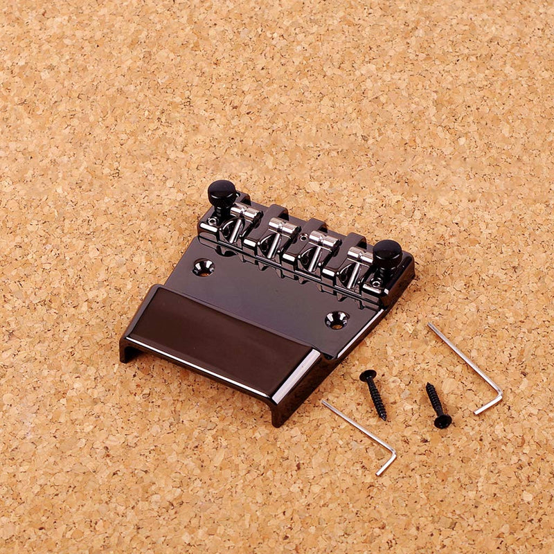 Alnicov Bass Bridge,Electric Guitar Bass Bridge Repair with Studs and Wrenches for 4-string Bass or Guitar Shoe-shaped Black