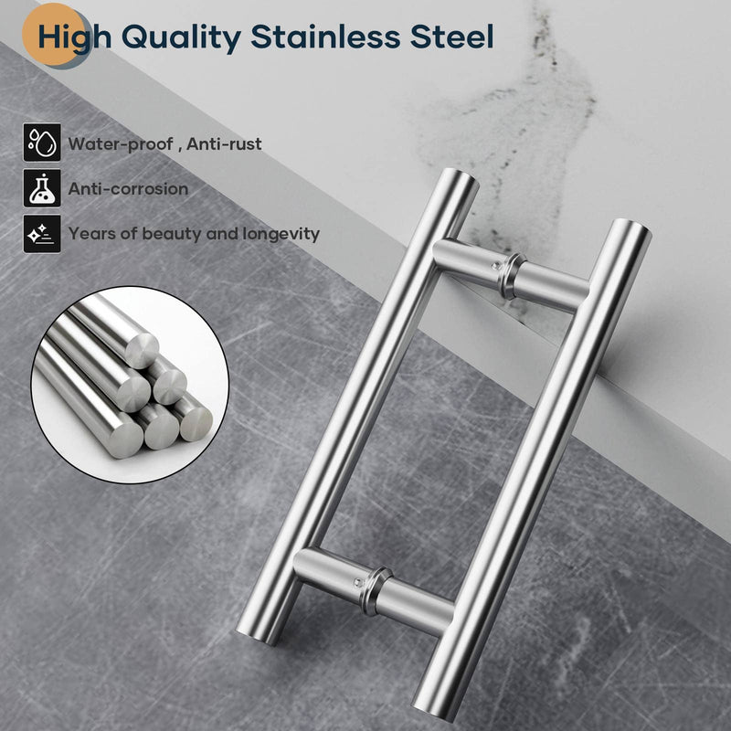 [AUSTRALIA] - EaseLife 12" Stainless Steel Double Sided Push Pull Door Handle,H Shape Sliding Door Handle,Brushed,Fit for Glass Door Wooden Door 1 12inch 