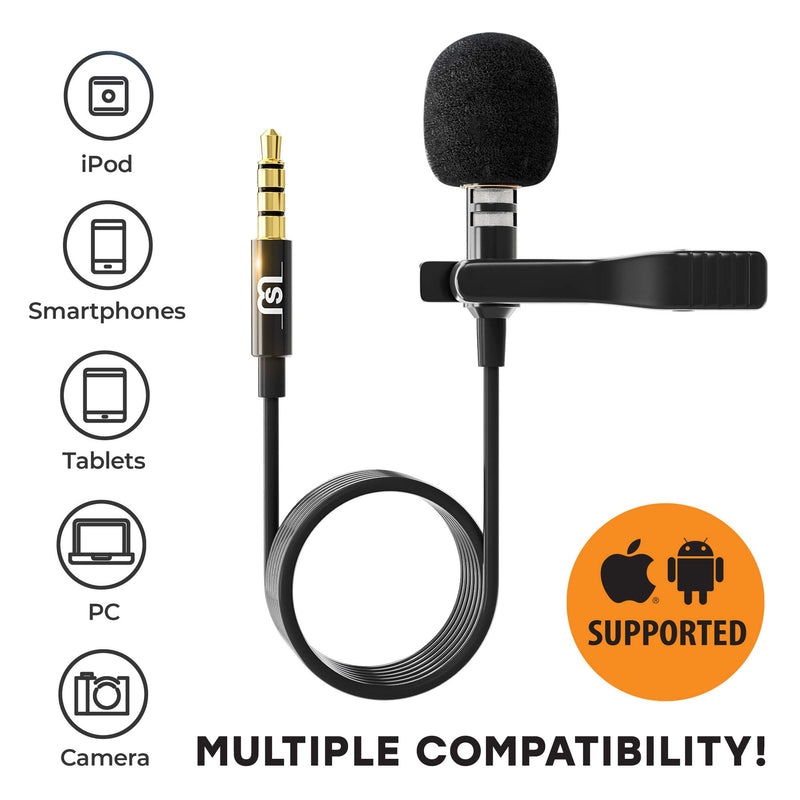 [AUSTRALIA] - Wired Lavalier Microphone for Bloggers and Vloggers/Omnidirectional Lapel Mic for iPhone with Clip-on/Compatible with All Smartphones IPad Samsung Android Windows 