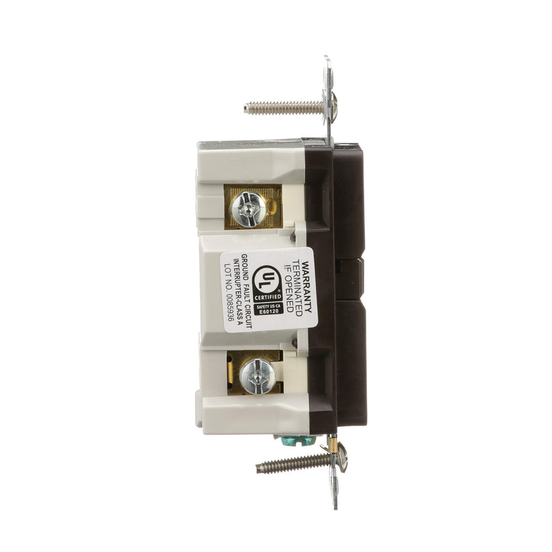 EATON Wiring GFCI Self-Test 15A -125V Duplex Receptacle with Standard Size Wallplate, Brown