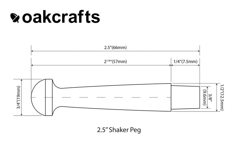 Birch Shaker Peg 2.5" / 63.5mm (Pack of 50) Pack of 50