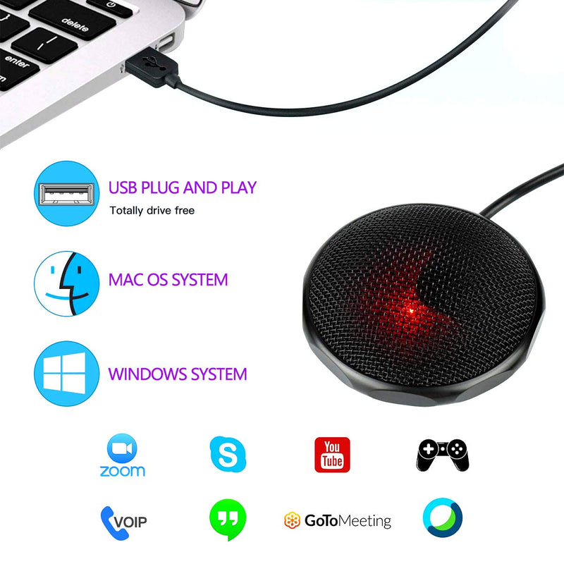 Conference USB Microphone for Meeting Business Computer PC, Laptop,Desktop,Mac & Macbook, Portable Table for Online Chatting, Calls, Meeting, Video Conference(Black)