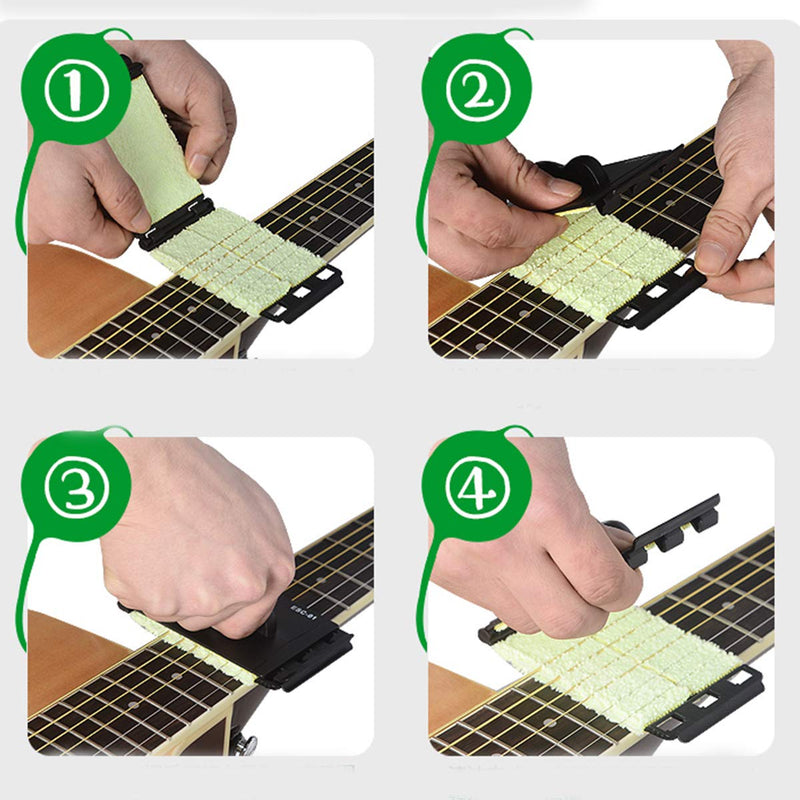 Guitar Fretboard Cleaner Guitar String Cleaner, Guitar String Scrubber, Fingerboard Cleaning Cloth, Guitar Bass String Scrubber, Cleaning Maintenance Care Kit for Guitar, Bass, Mandolin, Ukulele