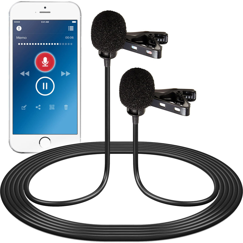 Vidpro XM-DLS Dual-Head Interview Lavalier Microphone for Smartphones & Tablets