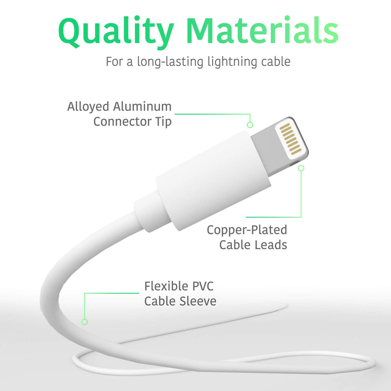 TalkWorks iPhone Charger Lightning Cable 10ft Long Heavy Duty Cord MFI Certified for Apple iPhone 12, 12 Pro/Max, 12 Mini, 11, 11 Pro/Max, XR, XS/Max, X, 8, 7, 6, 5, SE, iPad - White 10ft (White)