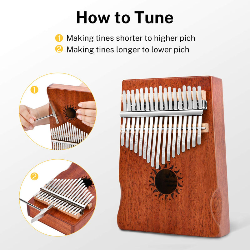 Donner Kalimba Thumb Piano 17 Keys, Thumb Piano Musical Instrument, Portable Finger Piano Mbira Sanza with Tuning Hammer, Study Instruction and Hard Case, Gift for Beginners Adult Professional DKL-17