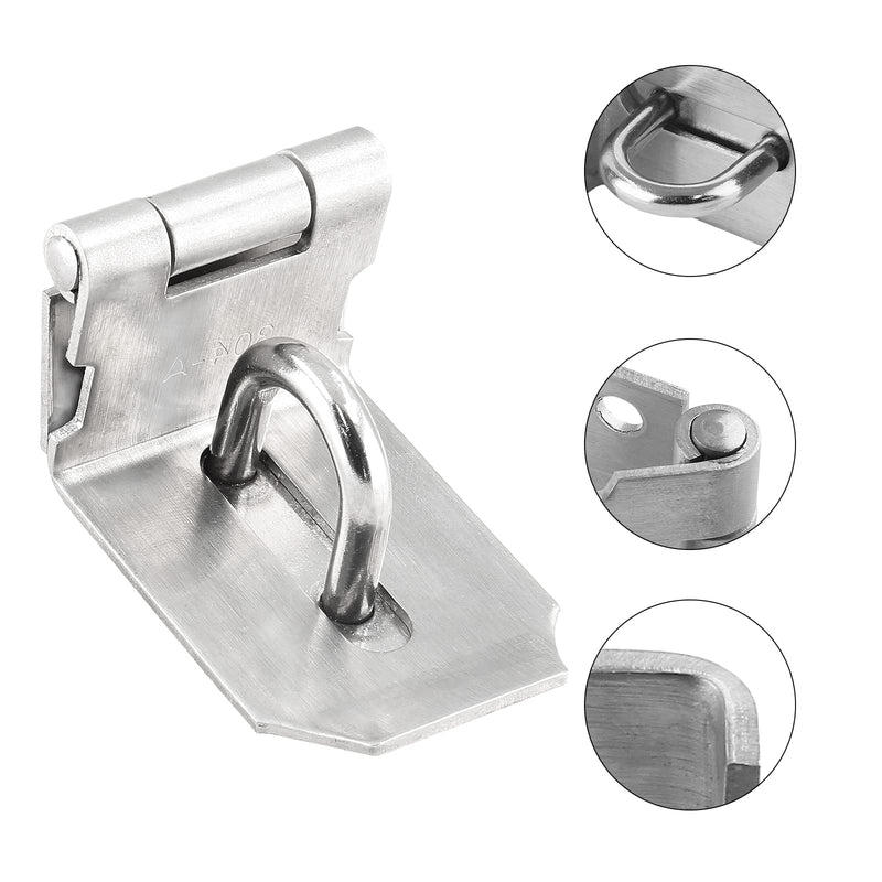 Piutouyar 2Pcs Door Hasp Latch Lock 90 Degree Hasp Right Angle Padlock Latch Safety Hasp Latch Heavy Duty Stainless Steel Door Clasp Hasp Lock Latch with Screws for Shed, Barn, Cabinet(3inch, Silver) 90 Degree, 3inch